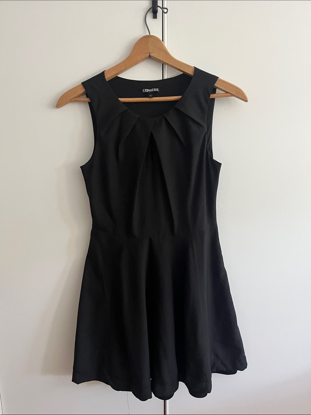 Black fit and flare keyhole dress from Express